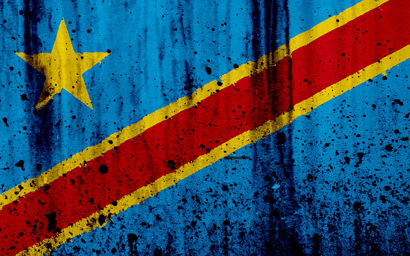 Democratic Republic of the Congo flag grunge, flag of Democratic Republic of Congo, Africa, Democratic Republic of the Congo, national symbols, DRC national flag, HD wallpaper