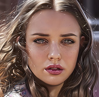 Katherine Langford, art, fantasy, luminos, girl, yasar vurdem, face ...