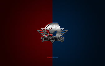 Seattle Thunderbirds, American ice hockey team, WHL, blue logo, blue carbon  fiber background, HD wallpaper