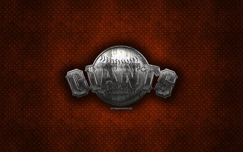 San Francisco Giants, American baseball club, orange metal texture, metal logo, emblem, MLB, San Francisco, California, USA, Major League Baseball, creative art, baseball, HD wallpaper