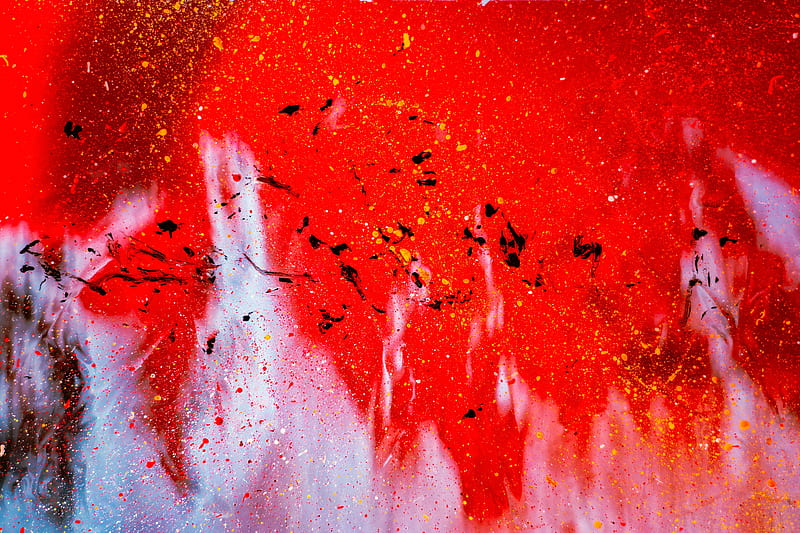 spots, paint, glass, abstraction, red, HD wallpaper