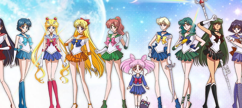 Sailor Moon Crystal, aino minako, michiru kaioh, sailor neptune, sailor saturn, sailor mars, sailor moon, long hair, sword, inner senshi, sailor mercury, short hair, sailor pluto, green hair, tomoe hotaru, outer senshi, crescent moon, rainbow, sailor jupiter, moon, garnet rod, rei hino, mirror, black hair, luna-p, chibiusa, sailor venus, ami mizuno, brown hair, blonde hair, usagi tsukino, senshi, haruka tenoh, twin tails, makoto kino, sailor uranus, setsuna meioh, pink hair, HD wallpaper