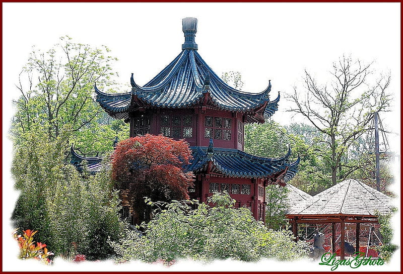From Chinese Garden, garden, bonito, chinese, pagoda, HD wallpaper