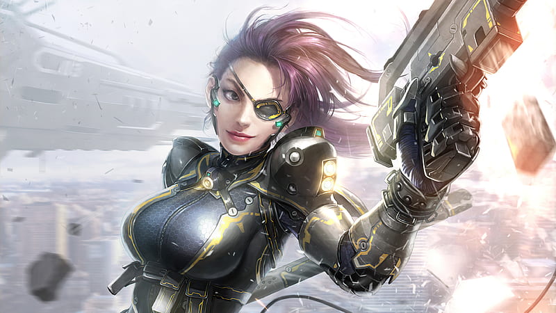 Sci Fi, Cyborg, Girl, Weapon, Woman Warrior, HD wallpaper