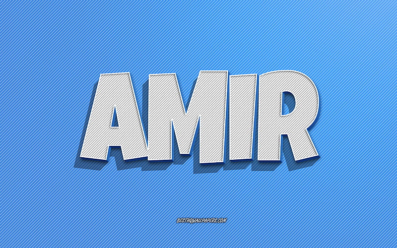 Amir, blue lines background, with names, Amir name, male names, Amir greeting card, line art, with Amir name, HD wallpaper