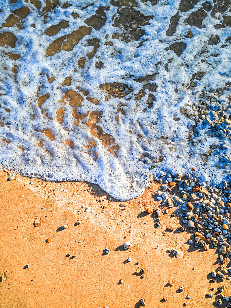 beach, wave, pebbles, sand, sea, HD phone wallpaper