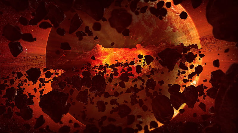 planet explosion, meteorites, Space, HD wallpaper