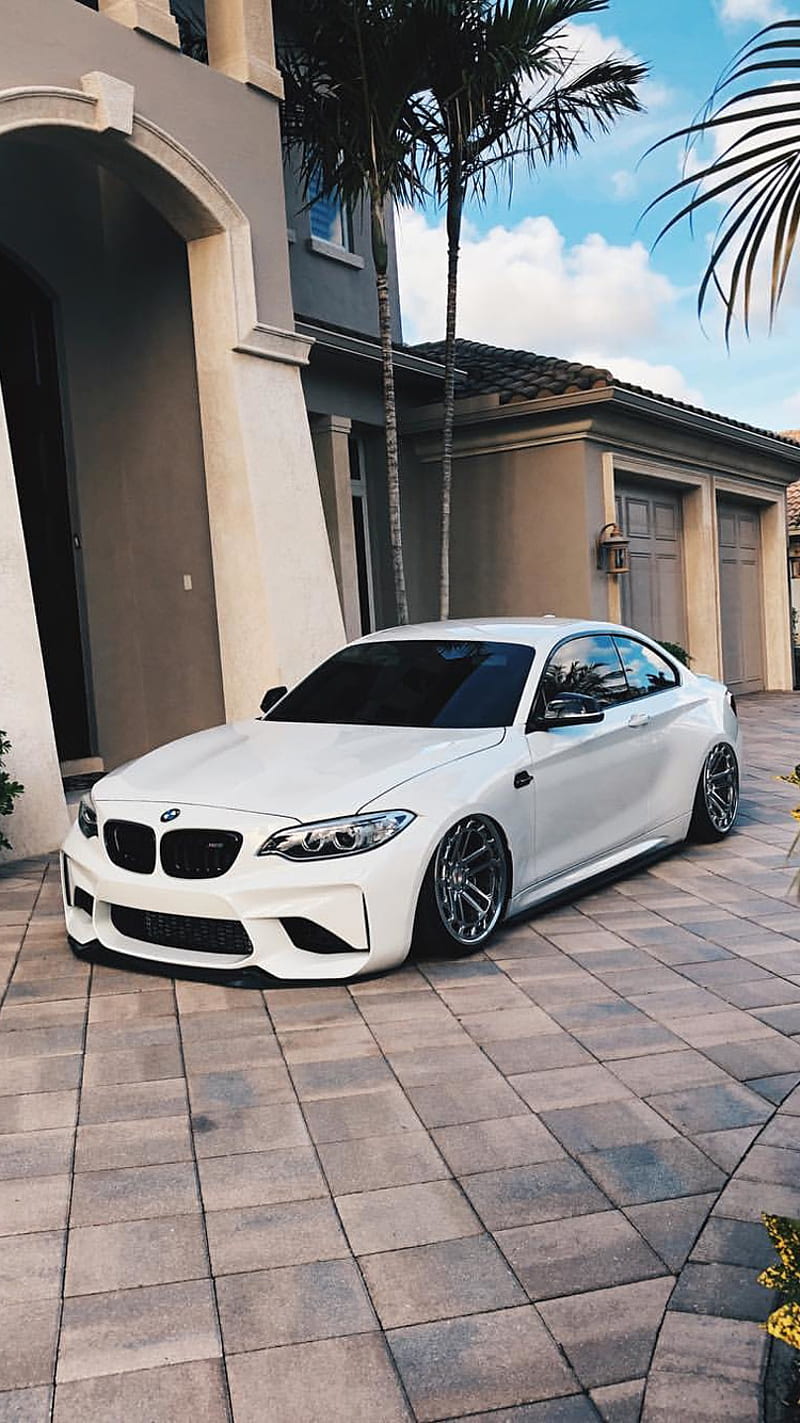 BMW M2, bmw, car, coupe, f87, low, m power, m2, tuning, vehicle, white, HD phone wallpaper