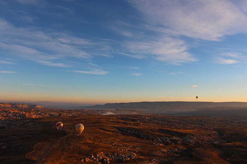Landscape, Sky, Mountain, Turkey, Vehicles, Hot Air Balloon, HD wallpaper