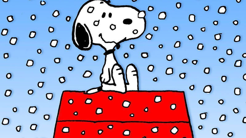 Snoopy Is Sitting On Roof Top In Snowfall Background Snoopy Christmas, HD wallpaper