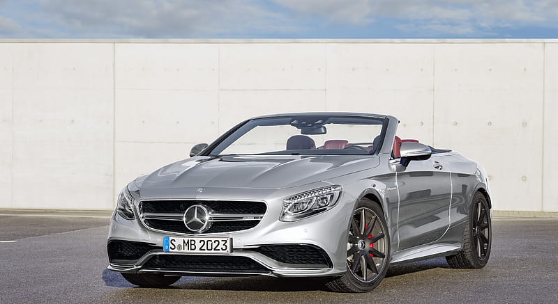 2017 Mercedes-AMG S63 Cabriolet Edition 130 (Color: Alubeam Silver; Fabric Soft Top: Red) - Front , car, HD wallpaper