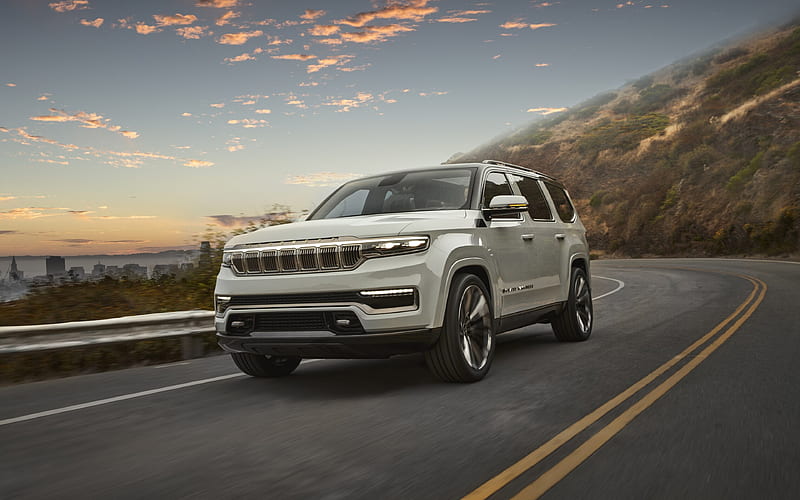 2022, Jeep Grand Wagooner front view, exterior, large SUV, new white Grand Wagooner, american cars, Jeep, HD wallpaper