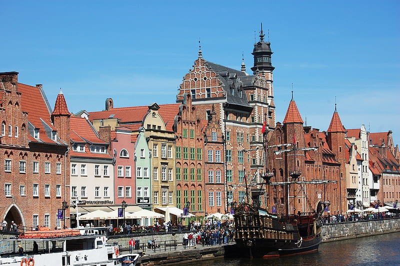 Gdansk, Poland, Poland, Gdansk, Street, River, HD wallpaper