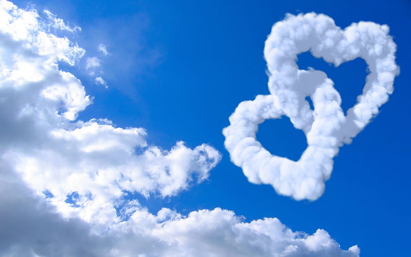 LOVE IS IN THE AIR, double, sky, corazones, love, HD wallpaper | Peakpx