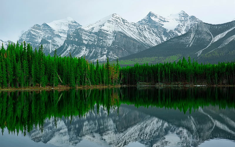 Herbert Lake mountains, Alberta, Banff National Park, Canada, HD wallpaper