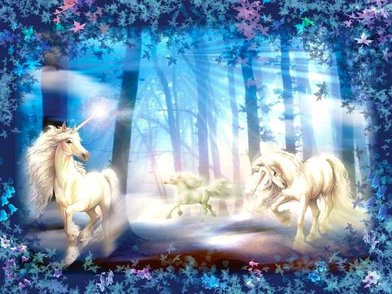 Unicornio - arte de fantasía, bosque, arte, maravilloso, encantador, unicornio, Fondo de pantalla HD | Peakpx