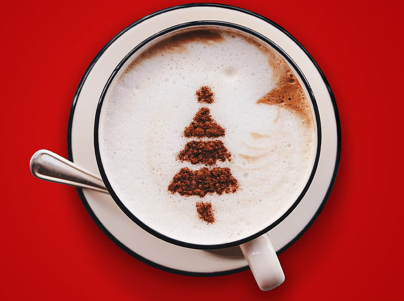 Christmas Tree Cappuccino Ultra, Food and Drink, Winter, Brown, Cafe, desenho, Coffee, Christmas, Chocolate, Xmas, December, Holiday, Season, Cappuccino, Sweet, drink, Espresso, beverage, Latte, christmastree, latteart, coffeeart, HD wallpaper