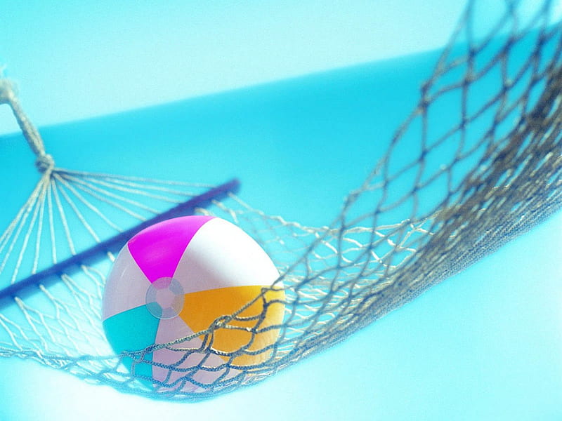 HAMMOCK AND A BEACHBALL, family, beach, holidays, vacation, seaside, leisure, relaxation, kids, HD wallpaper