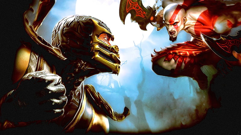 Kratos vs Scorpian., leon, akshay, devil, harshal jaiswal, HD wallpaper