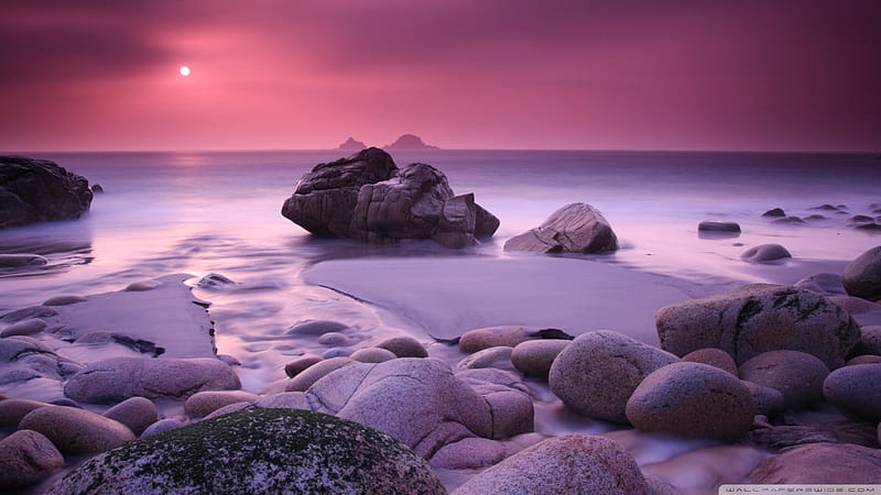 Amazing purple rocky beach, beach, sunset, stones, purple, HD wallpaper |  Peakpx