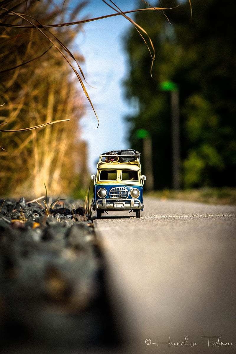 On the Road again, bulli, vw, bus, travel, holiday, toy, carros, HD phone wallpaper