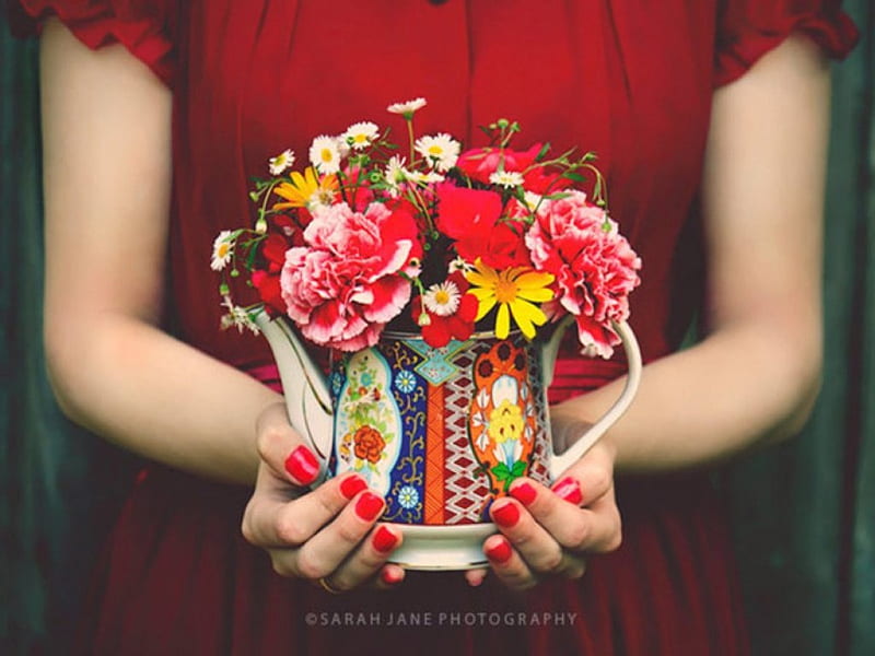 .::Awake my soul.::, red, eternity, bonito, mixed, hands, girl, flowers, soul, colours, HD wallpaper