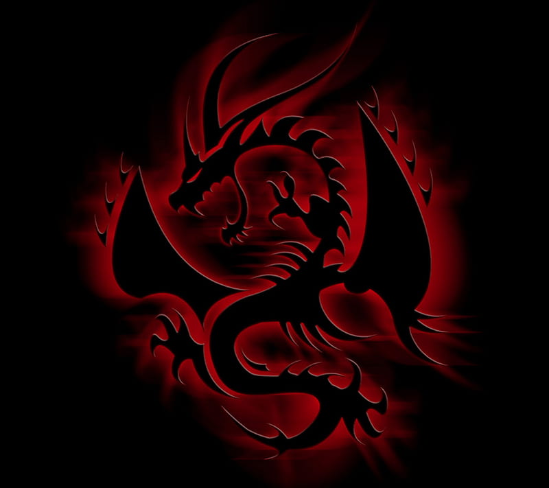 Black Dragon Emblem, drake, fire, ophidian, red, reptile, serpent, HD wallpaper