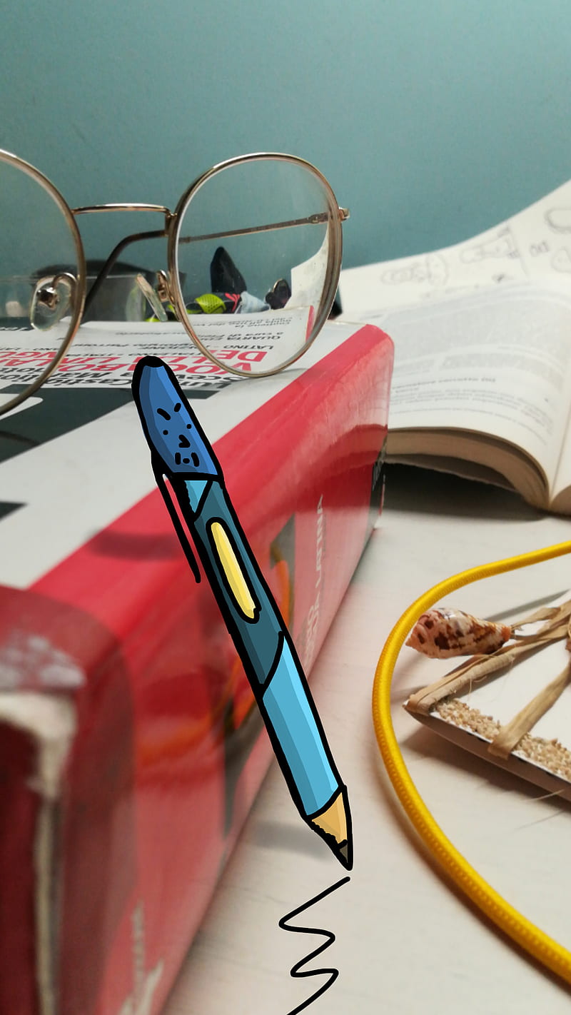Pencil, blue, dictionary, pen, study, HD phone wallpaper