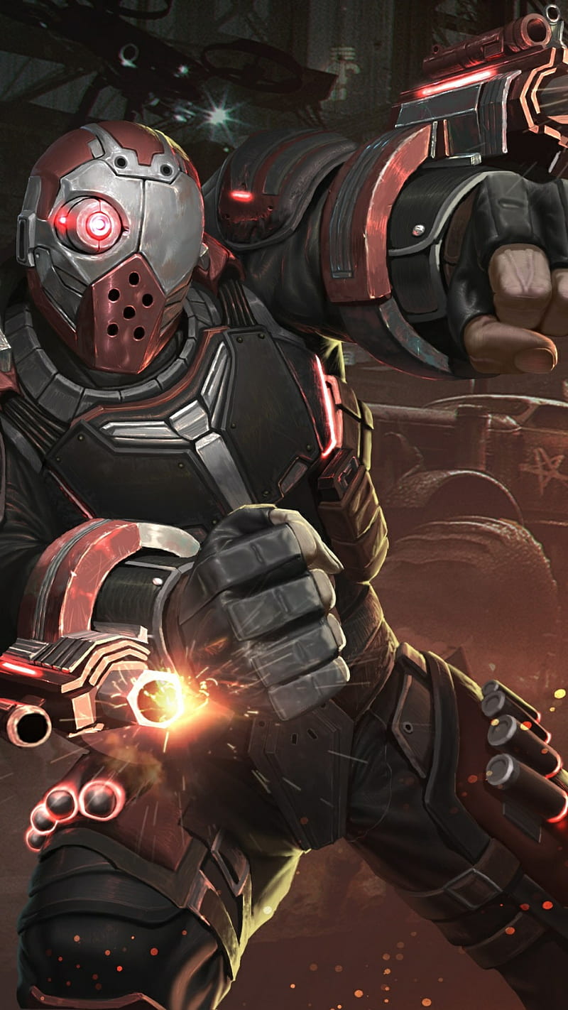 Marksman Deadshot, arkham, batman, game, guns, injustice2, HD phone wallpaper