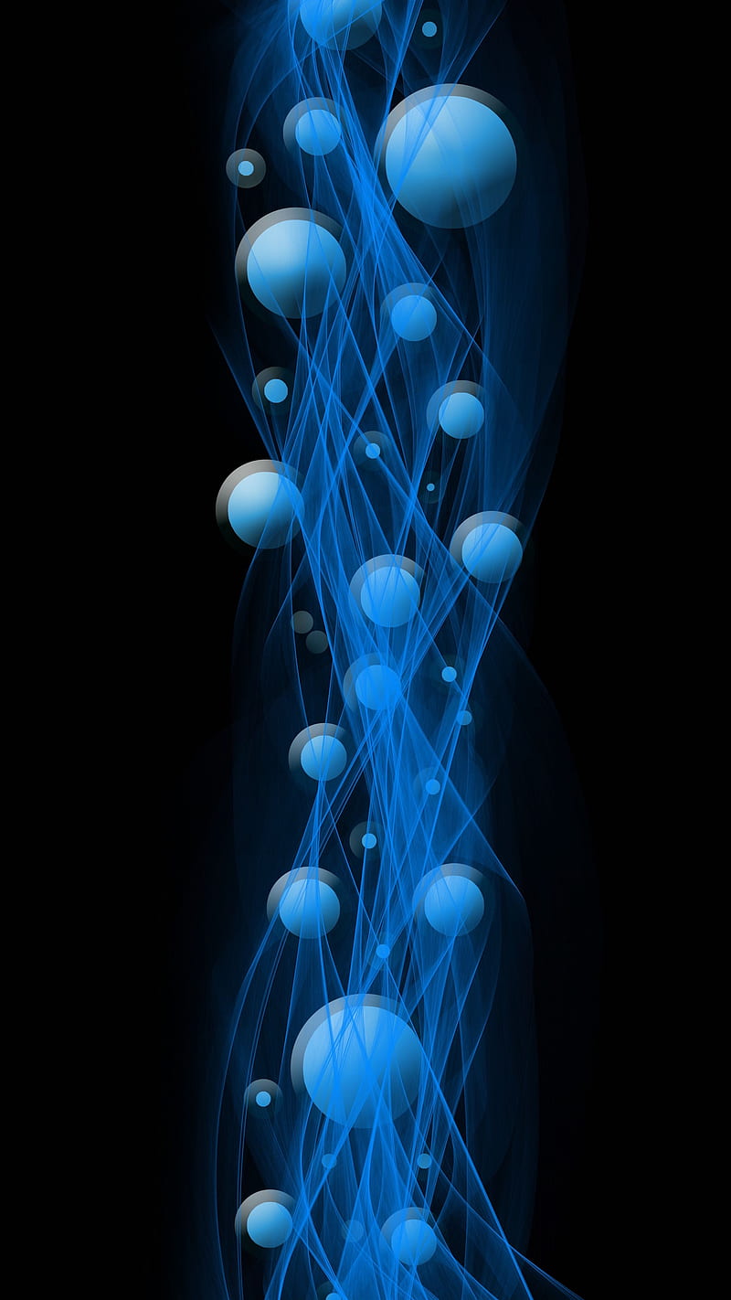 Molecules , particles, circles, blue, dark, abstraction, HD phone wallpaper