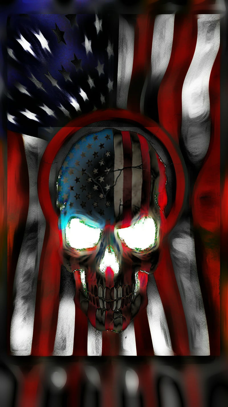 America skull, stars, stripes, usa, HD phone wallpaper