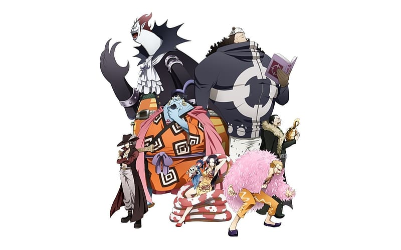 Anime, One Piece, Gekko Moriah, Donquixote Doflamingo, Boa Hancock, Jinbe (One Piece), Bartholomew Kuma, Dracule Mihawk, Crocodile (One Piece), HD wallpaper
