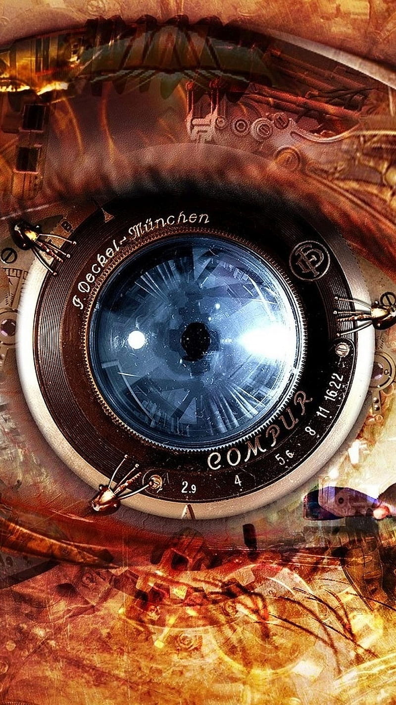 Steampunk Robot Eye, eye, robot, steampunk, HD phone wallpaper