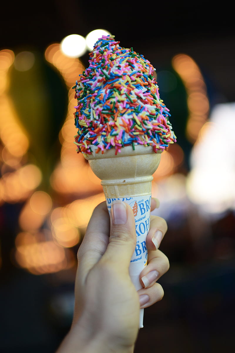 person holding cone with sprinkles, HD phone wallpaper