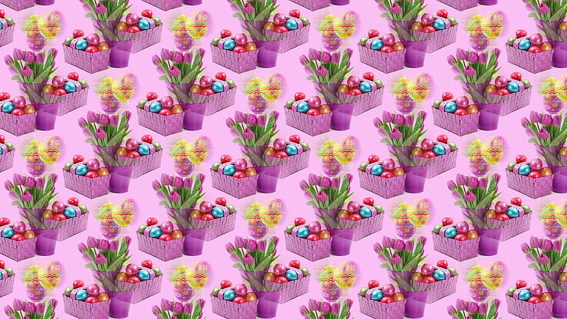 Texture, pattern, yellow, easter, egg, green, flower, paper, pink, HD wallpaper