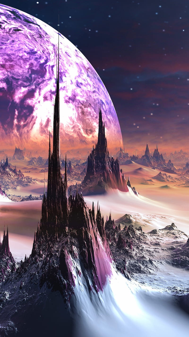 Purple Space , planet, colour, snow, HD phone wallpaper
