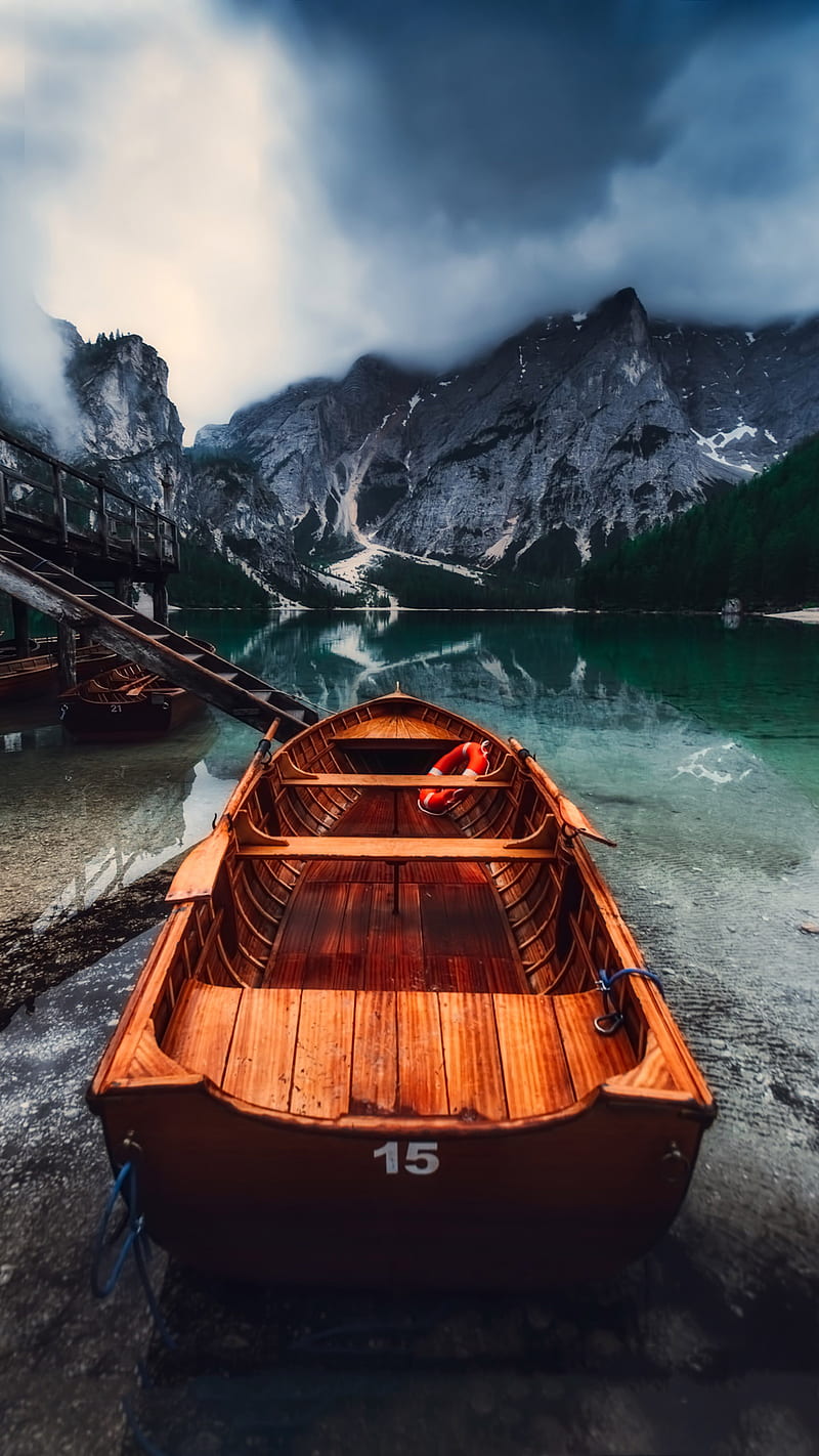 Rest, beauty nature, boat, clouds, lake, loch, mountains, travel, HD phone wallpaper