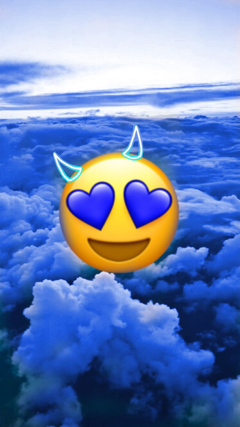 Love Cielo, blue, cool, cuernos, diablo, emoji, emojis, nice, xd, HD phone wallpaper