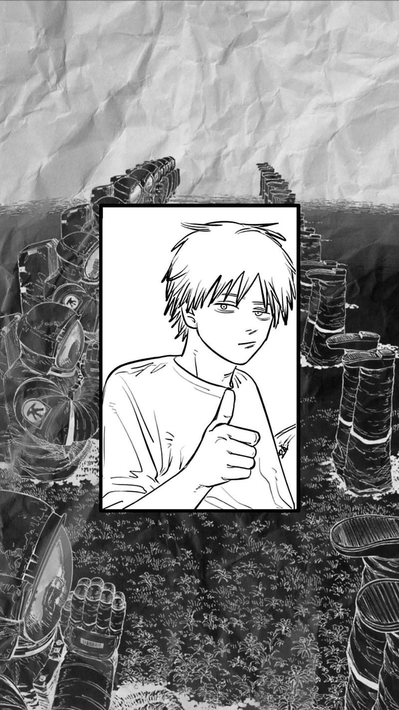 Chainsaw man, anime, balck and white, manga, HD phone wallpaper