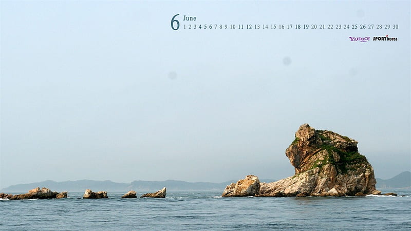 June Calendar sea rock, HD wallpaper