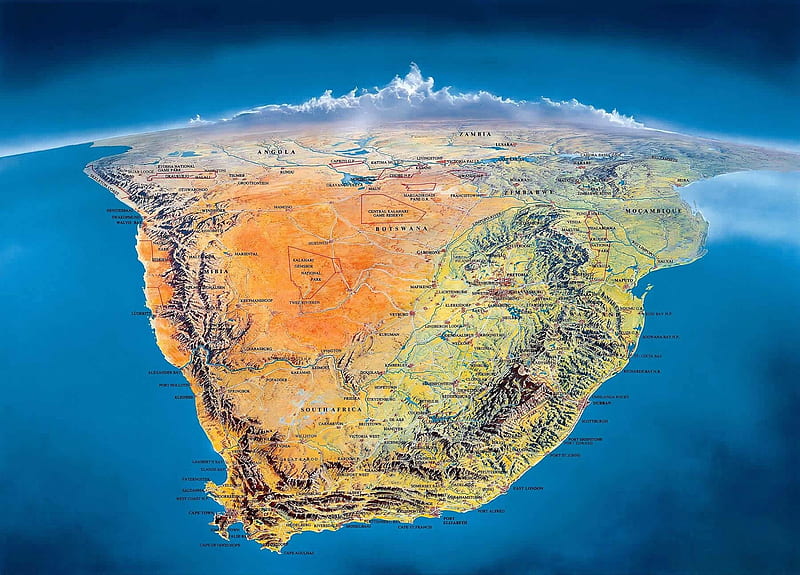 Map Of Southern African Region, detailed, South, Africa, Southern Africa, map, HD wallpaper