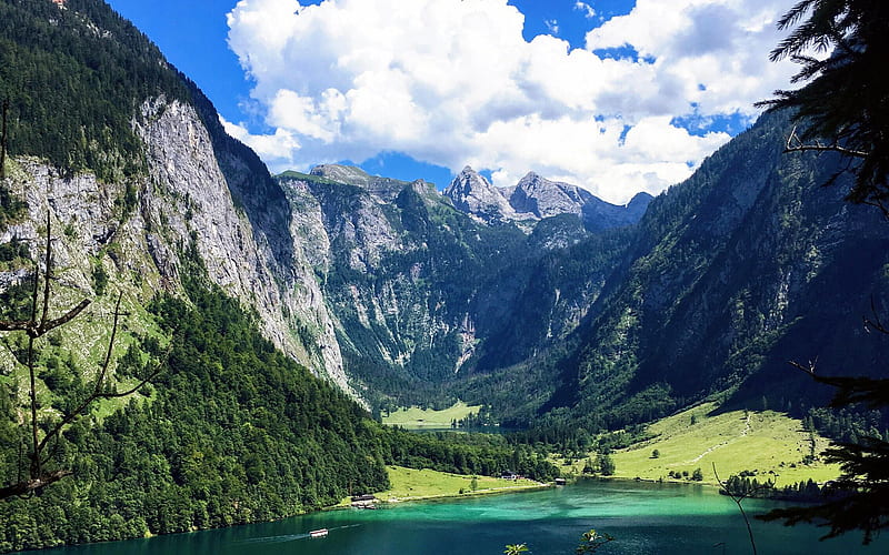 Berchtesgaden National Park, lake, mountains, summer, Germany, HD wallpaper