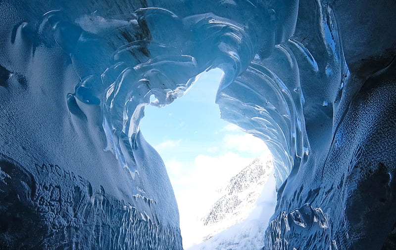 Ice Cave, cave, nature, ice, cold, snow, winter, frozen, glacier, crystal, ze, HD wallpaper