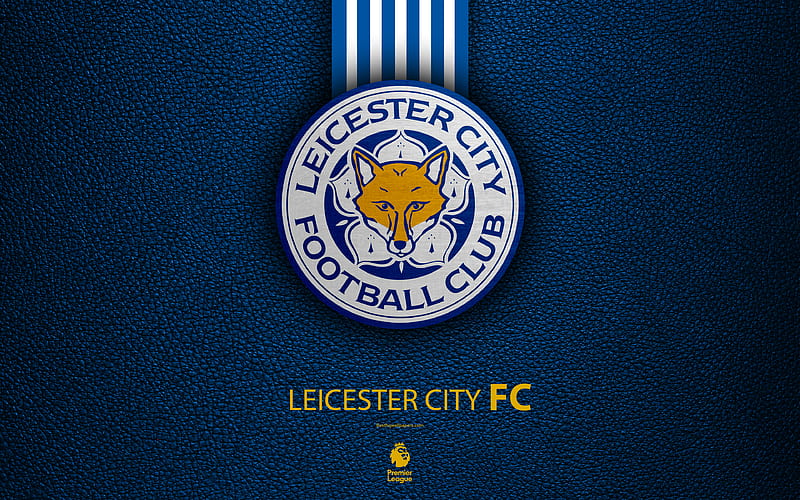 Leicester City FC English football club, leather texture, Premier League, logo, emblem, Leicester, England, UK, football, HD wallpaper