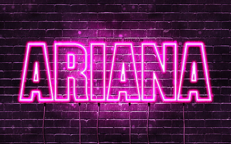 Ariana with names, female names, Ariana name, purple neon lights, horizontal text, with Ariana name, HD wallpaper