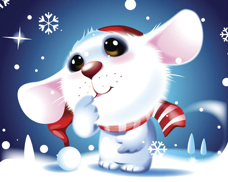 christmas mouse, celebrate, cool, holiday, new, snow, winter, HD wallpaper