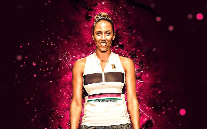 Madison Keys, american tennis players, WTA, purple neon lights, tennis, fan art, Madison Keys, HD wallpaper