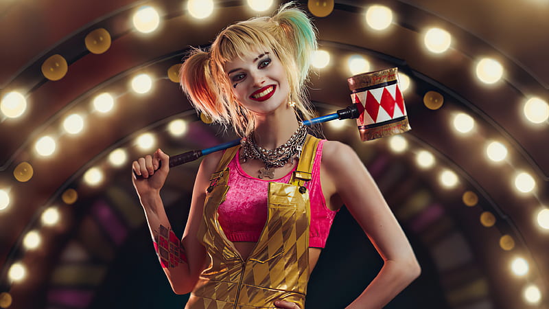 Harley Quinn With Hammer Cosplay , harley-quinn, superheroes, cosplay, HD wallpaper