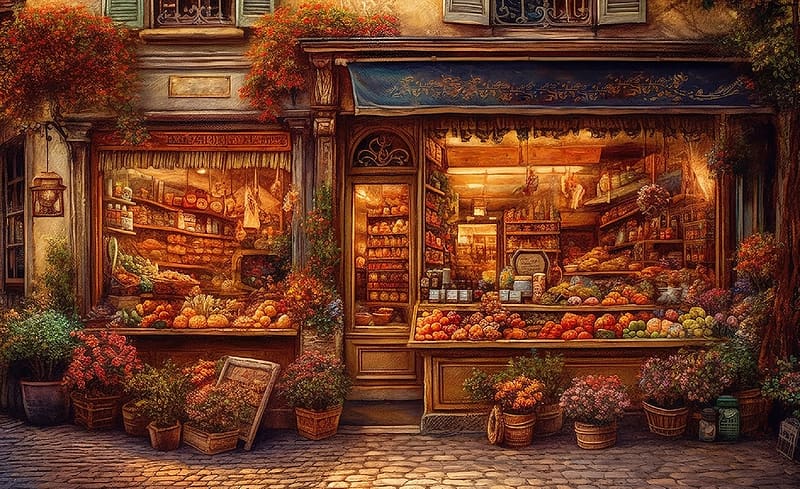 Old Grocery Shop, old, digital, shop, art, fantasy, grocery, , beautiful, HD wallpaper