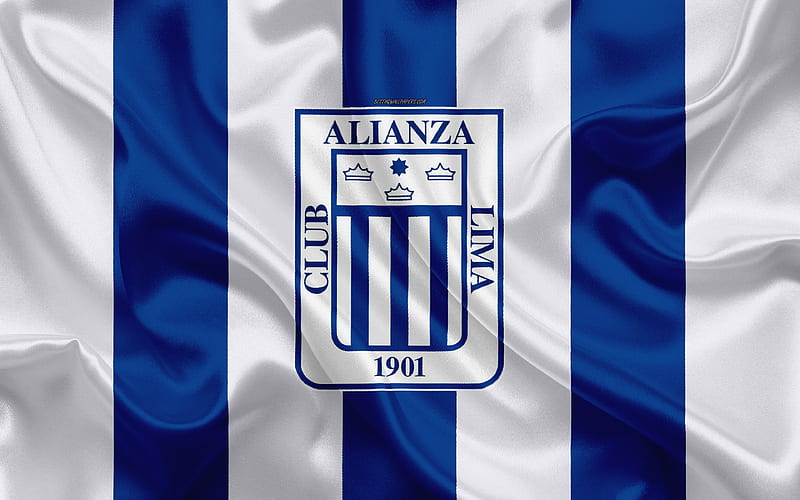 Club Alianza Lima logo, silk texture, Peruvian football club, blue white flag, Peruvian Primera Division, Lima, Peru, football, HD wallpaper